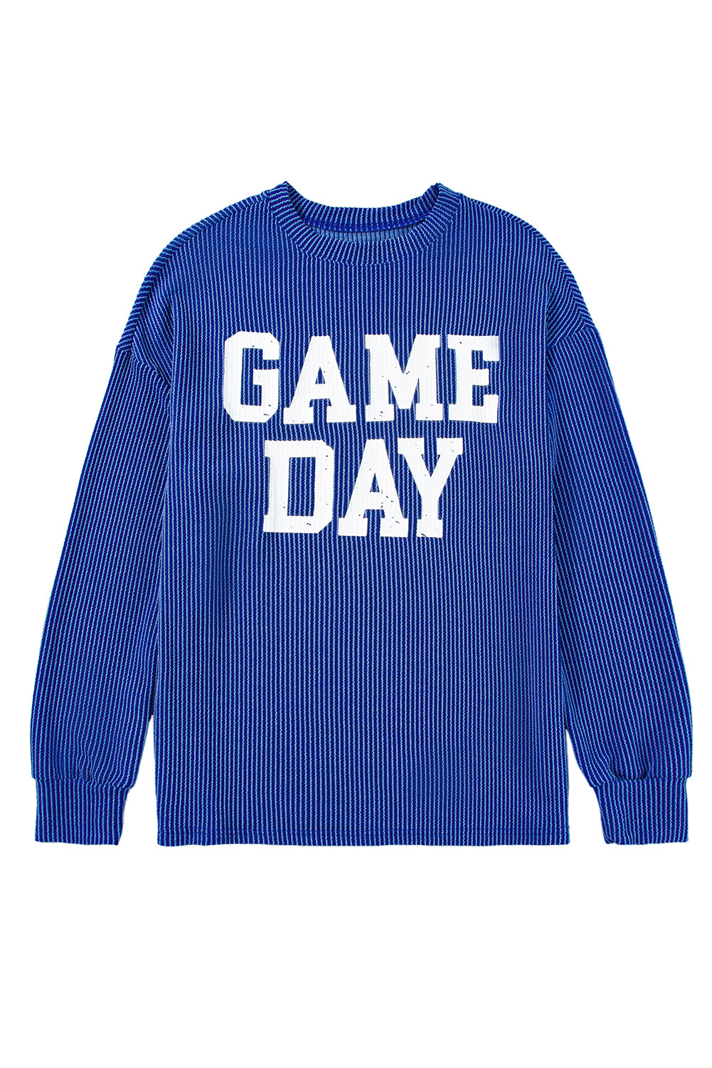 Dark Grey Corded GAME DAY Graphic Long Sleeve Crewneck Top