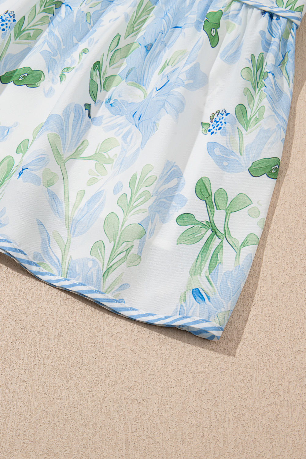 Pink Floral Contrast Edge Layered Short Sleeve Mini Dress