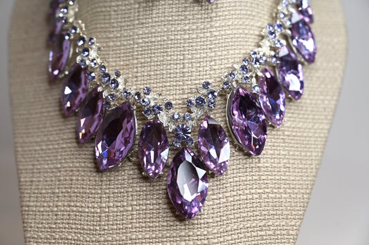 Purple silver bling necklace