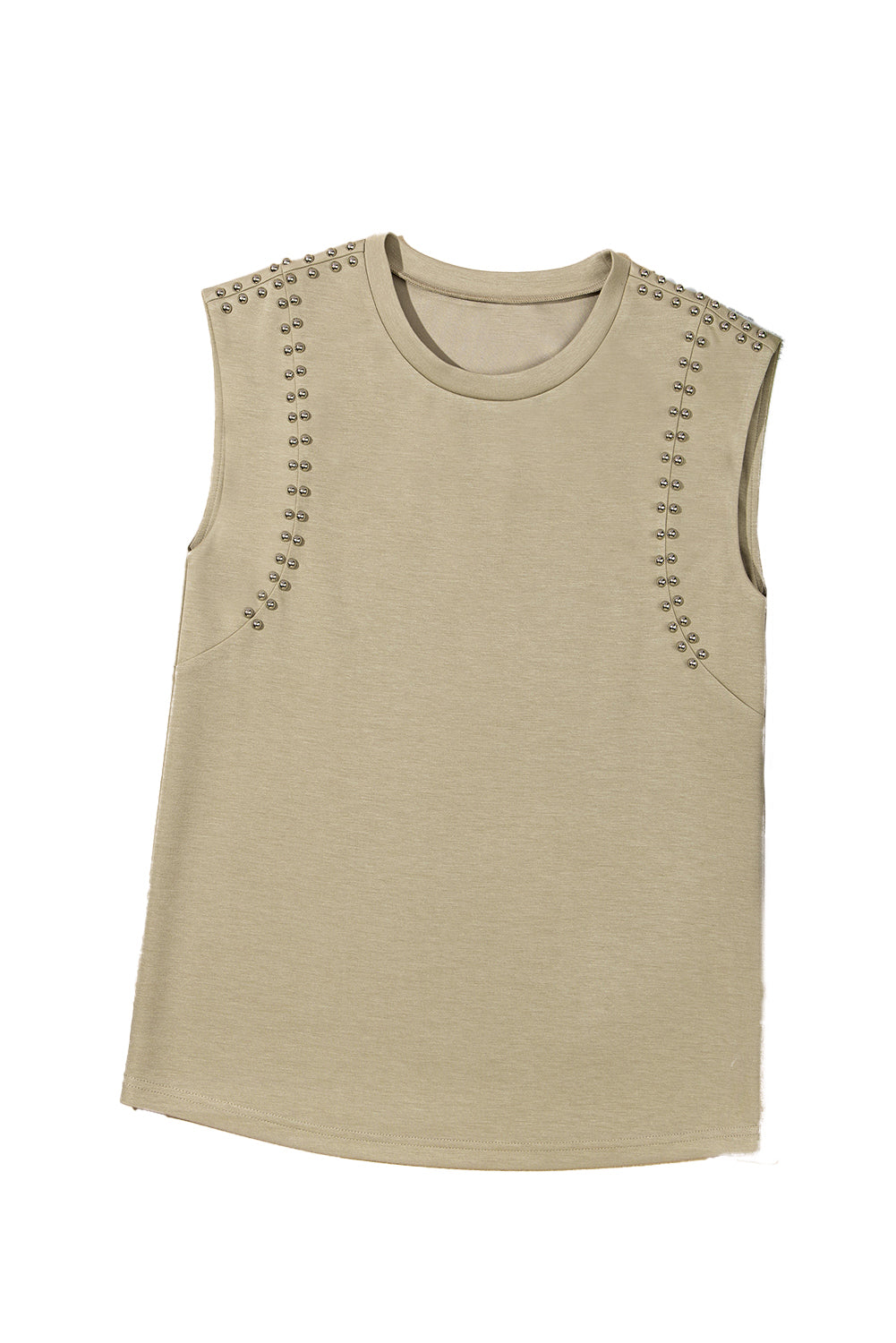 Sage Green Studded Cap Sleeve Round Neck T Shirt