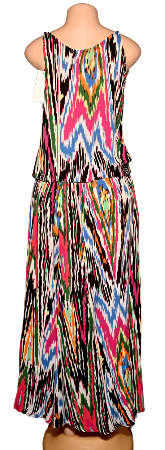 Multi color summer top  that ties in the front and long wrap skirt