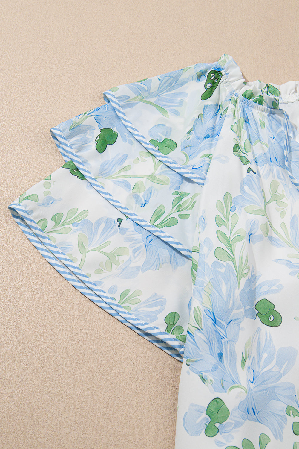 Pink Floral Contrast Edge Layered Short Sleeve Mini Dress