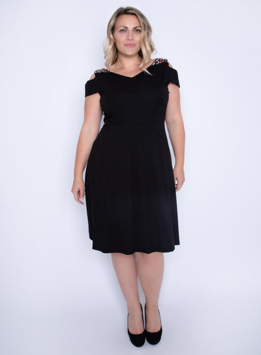 Black dress cold shoulder