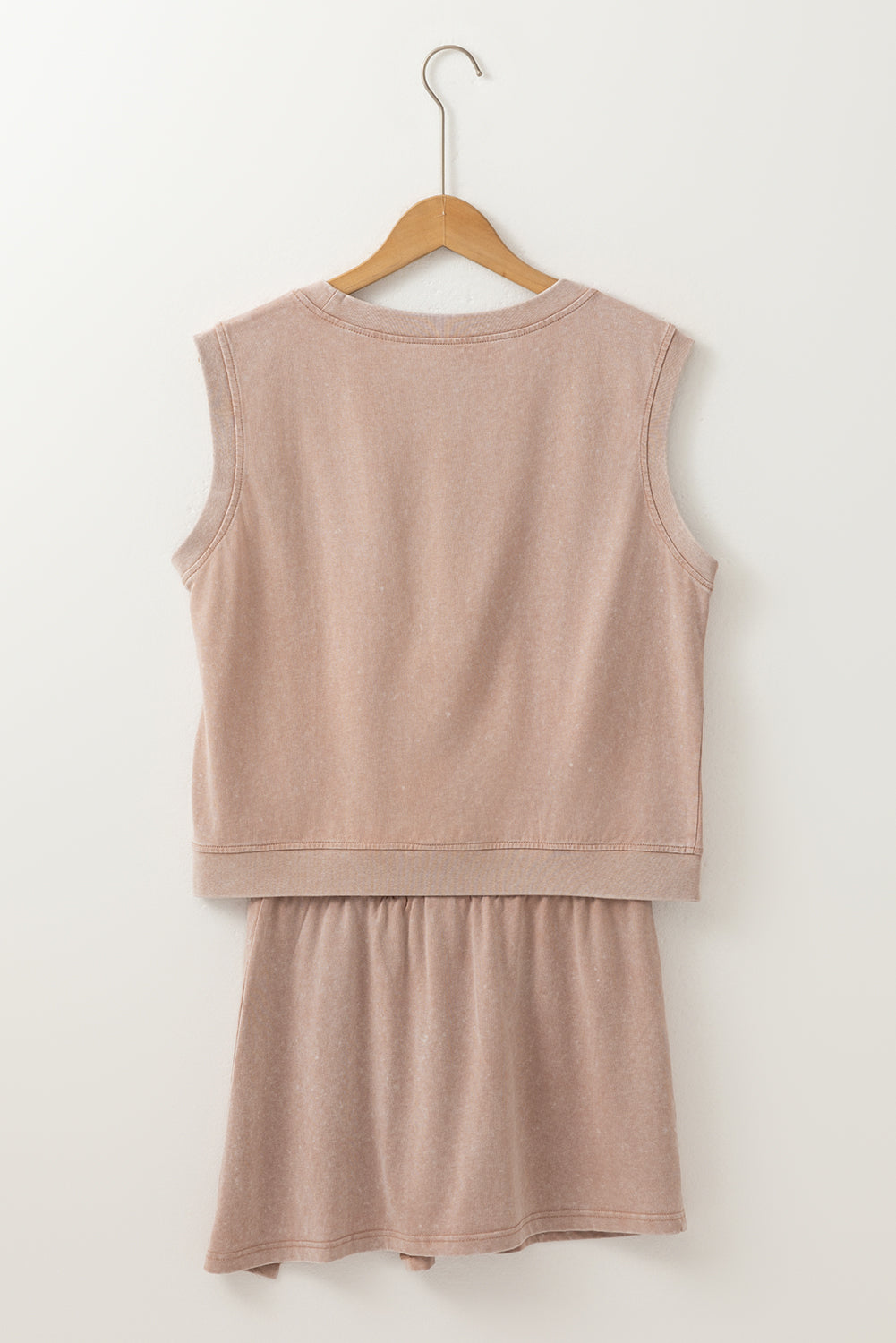 Phalaenopsis 2 Pieces Mineral Wash Cotton Tank Top Lined Split Skirt Set