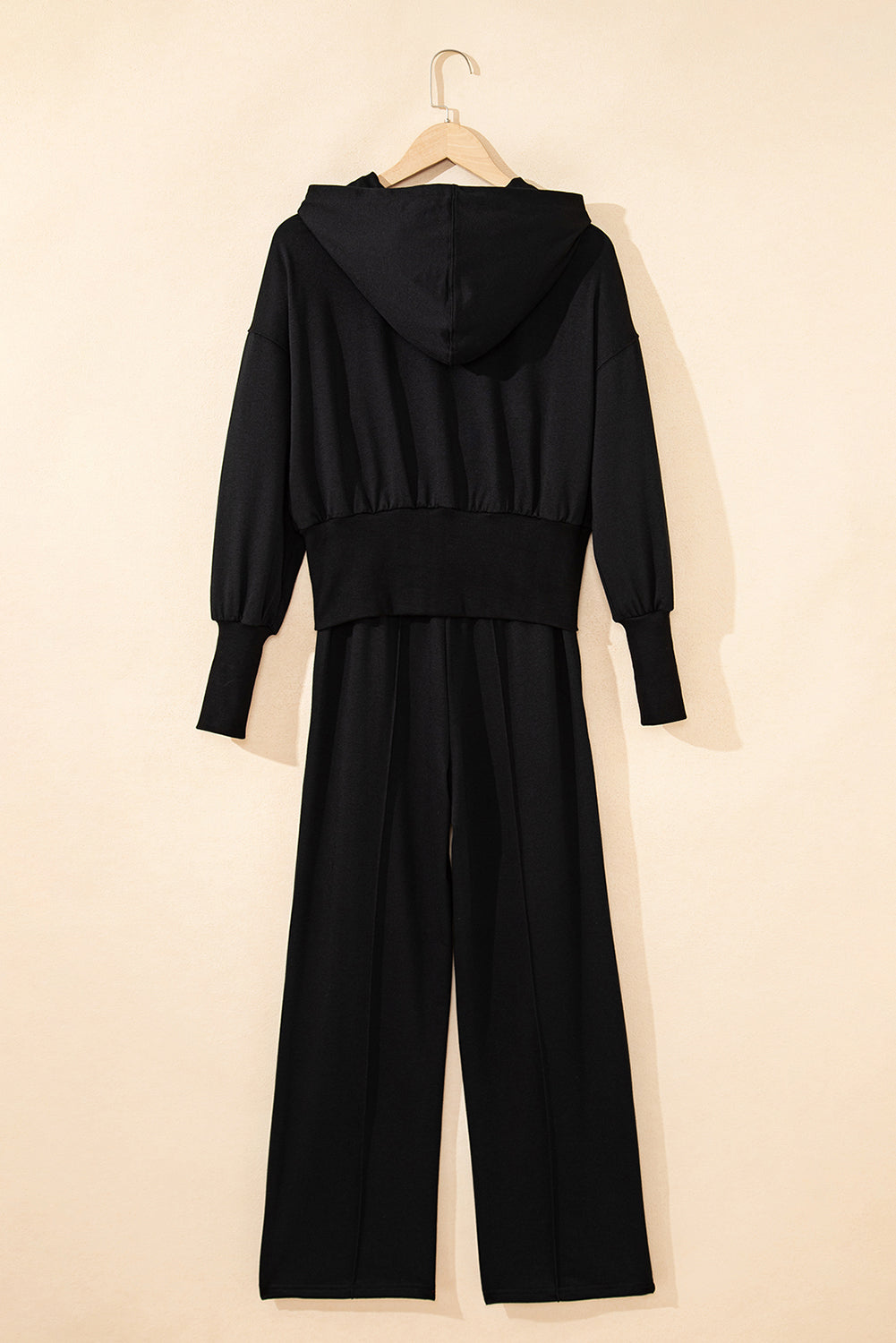 Gray Double Zipper Hooded Jacket and Sweatpants Active Set